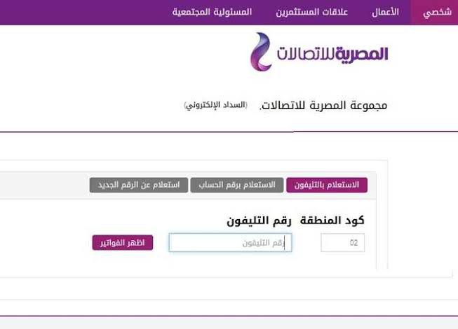 الاستعلام عن التليفون الأرضي we