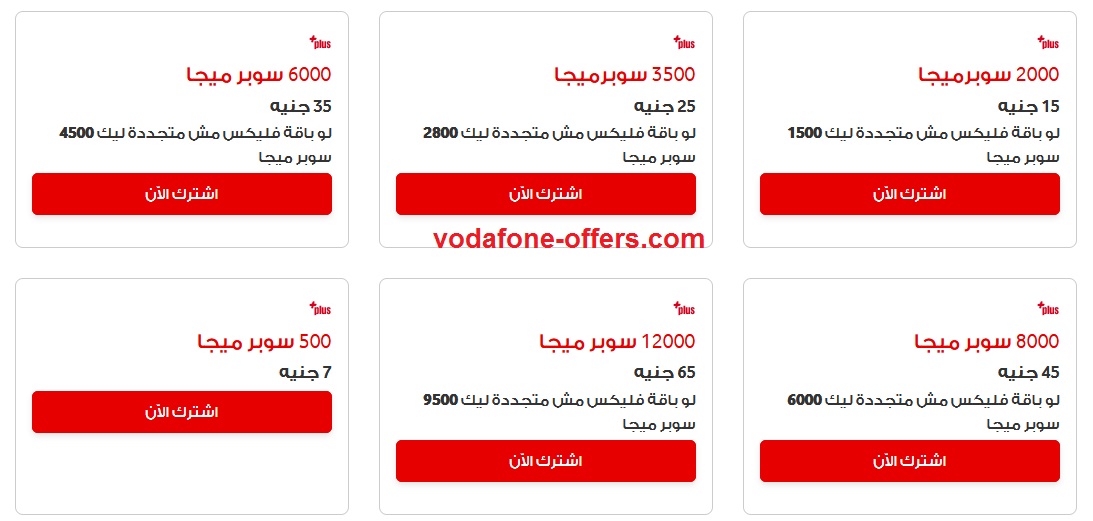 باقات نت فودافون