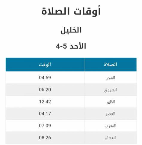 اوقات الصلاة في فلسطين
