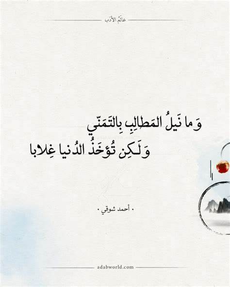 وما نيل المطالب بالتمني شعر أحمد شوقي