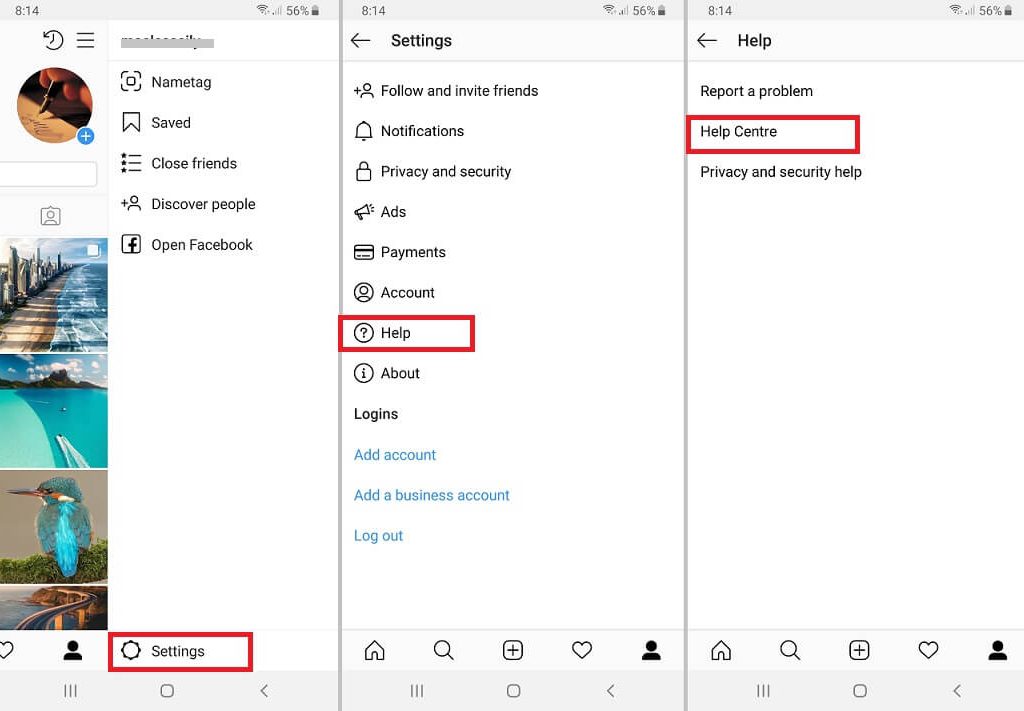 حذف حساب انستا
